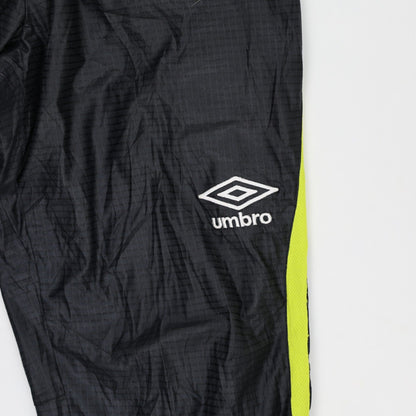 Umbro Black Track Pants for Men Medium 100% Polyester Fluorescent Yellow Side Detailing