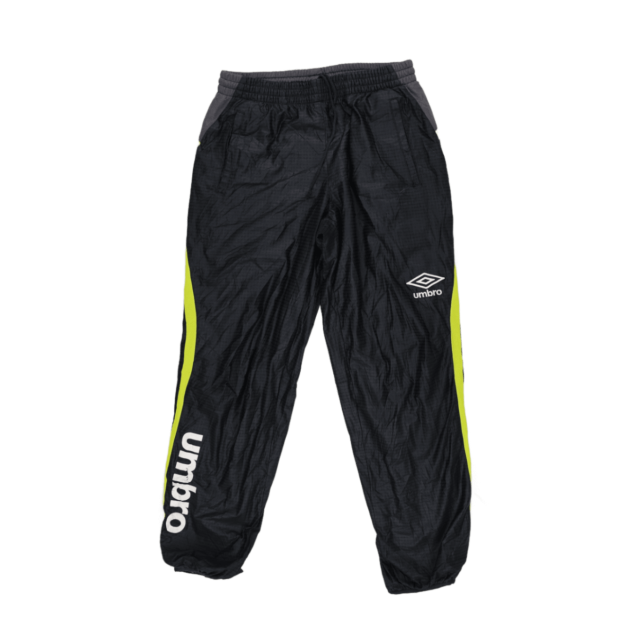 Umbro Black Track Pants for Men Medium 100% Polyester Fluorescent Yellow Side Detailing