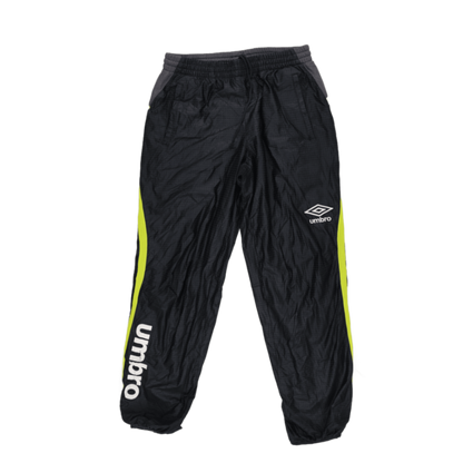 Umbro Black Track Pants for Men Medium 100% Polyester Fluorescent Yellow Side Detailing