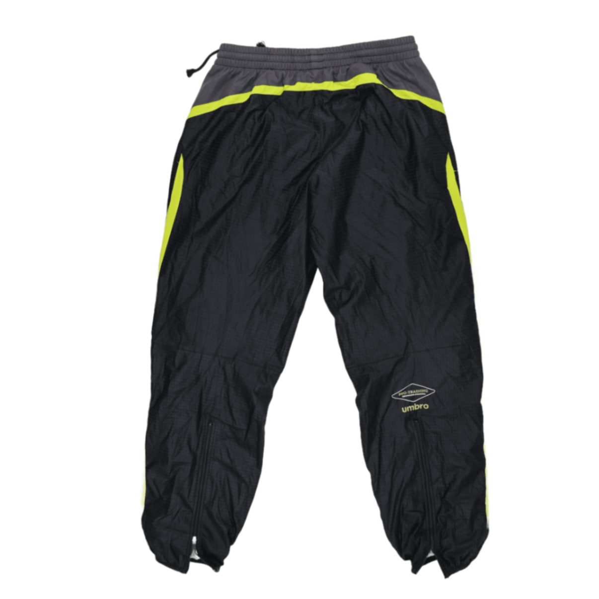 Umbro Black Track Pants for Men Medium 100% Polyester Fluorescent Yellow Side Detailing