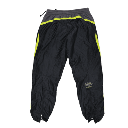 Umbro Black Track Pants for Men Medium 100% Polyester Fluorescent Yellow Side Detailing
