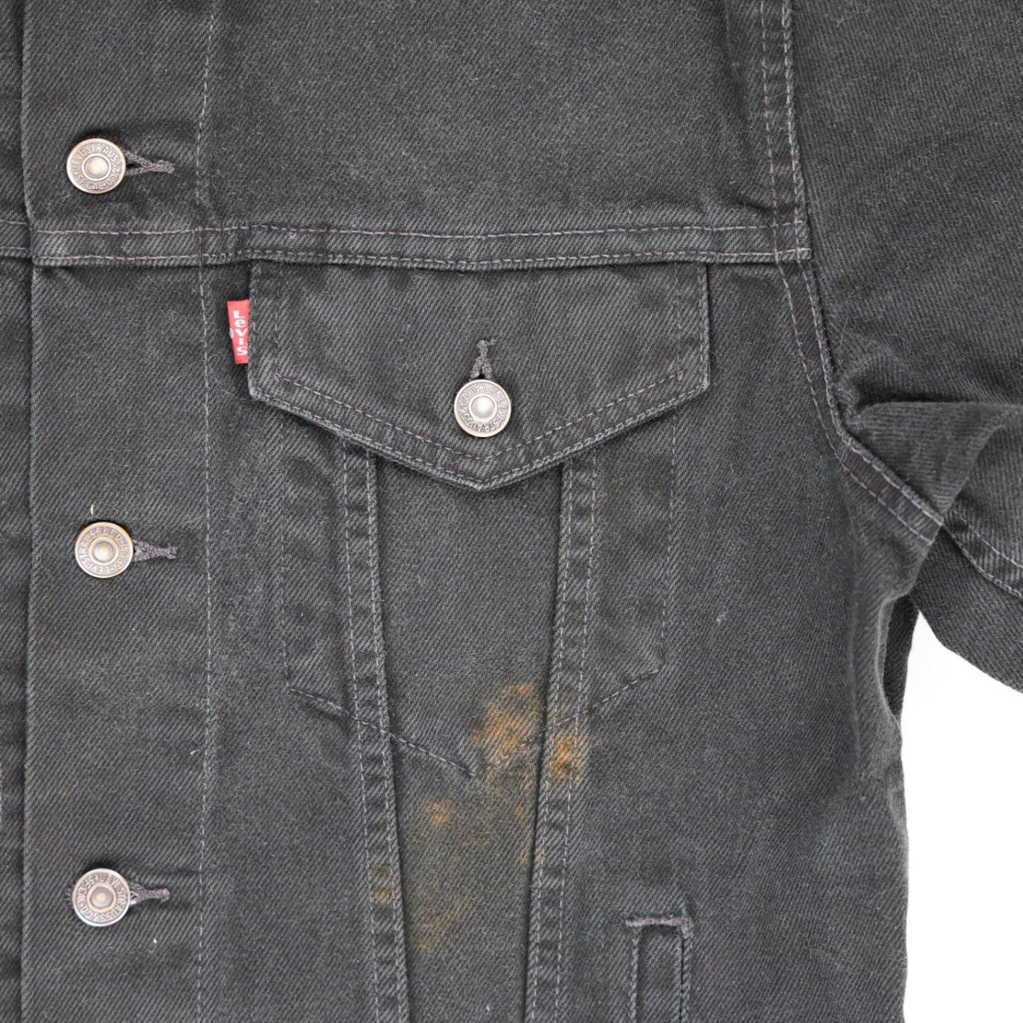 Levi's Vintage Black Denim Jacket Size Large Cotton Collared