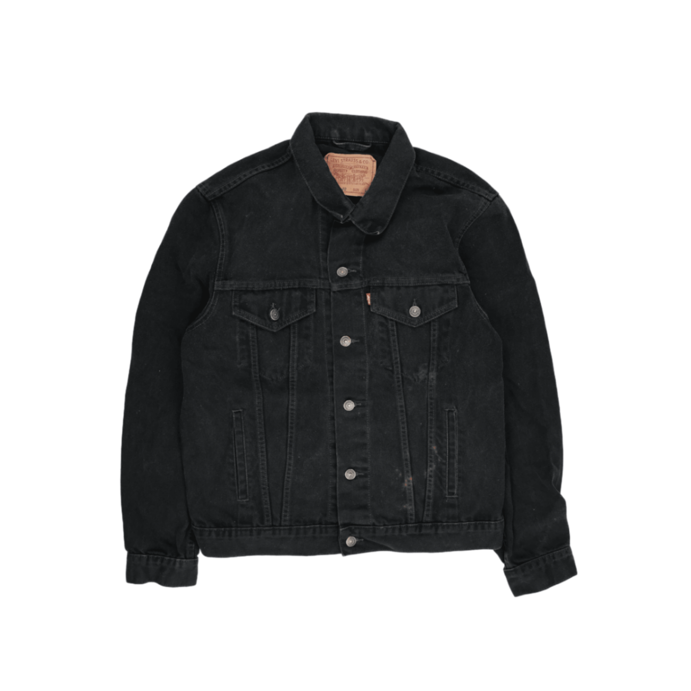 Levi's Vintage Black Denim Jacket Size Large Cotton Collared