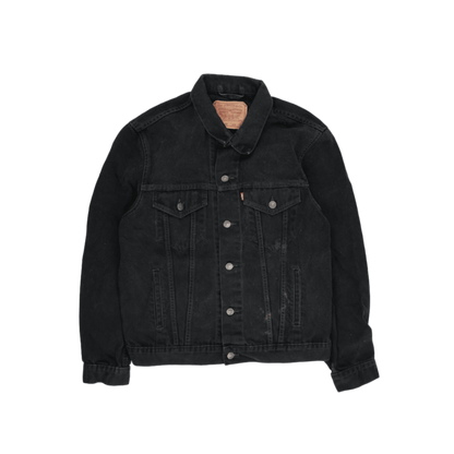 Levi's Vintage Black Denim Jacket Size Large Cotton Collared