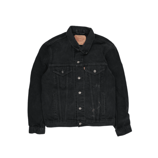 Levi's Vintage Black Denim Jacket Size Large Cotton Collared