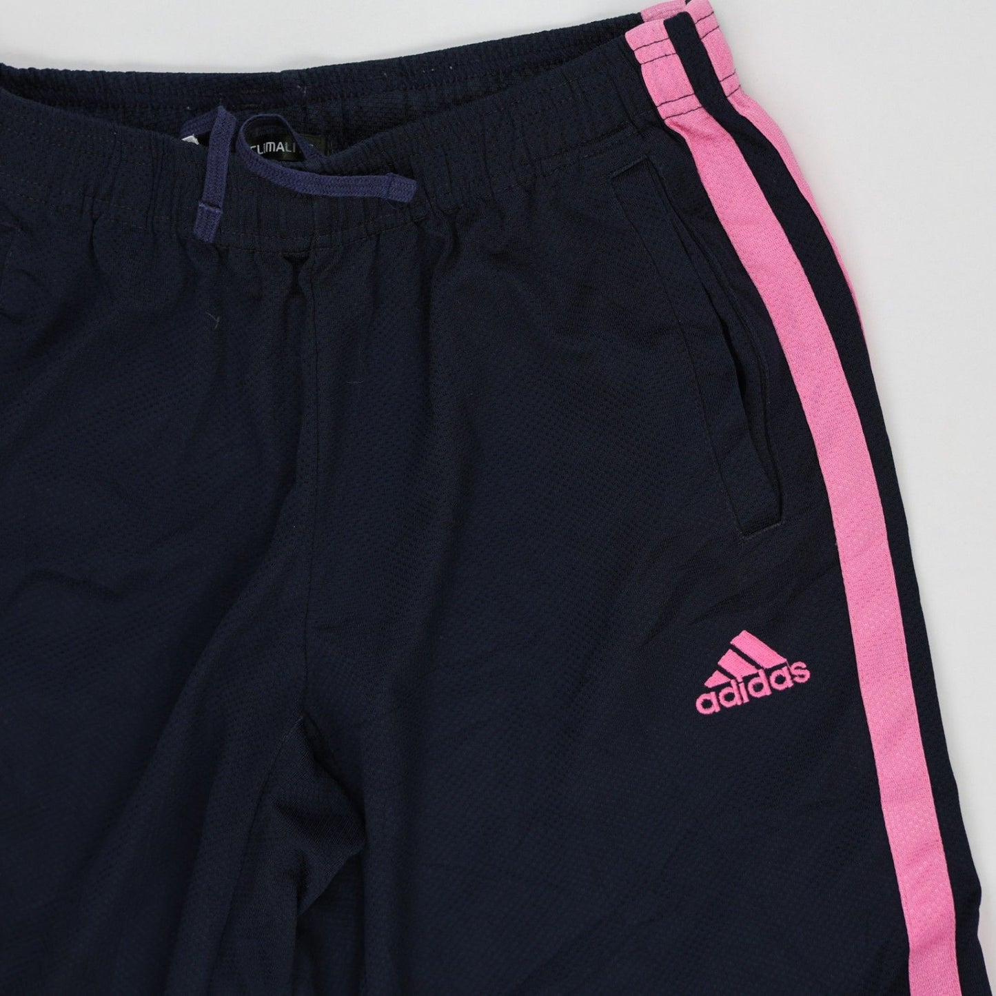 adidas Climalite Navy Track Pants with Pink Stripes Size 140 Unisex Polyester