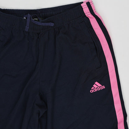 adidas Climalite Navy Track Pants with Pink Stripes Size 140 Unisex Polyester