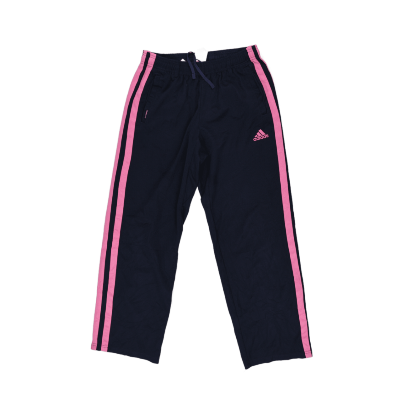 adidas Climalite Navy Track Pants with Pink Stripes Size 140 Unisex Polyester