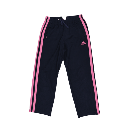 adidas Climalite Navy Track Pants with Pink Stripes Size 140 Unisex Polyester