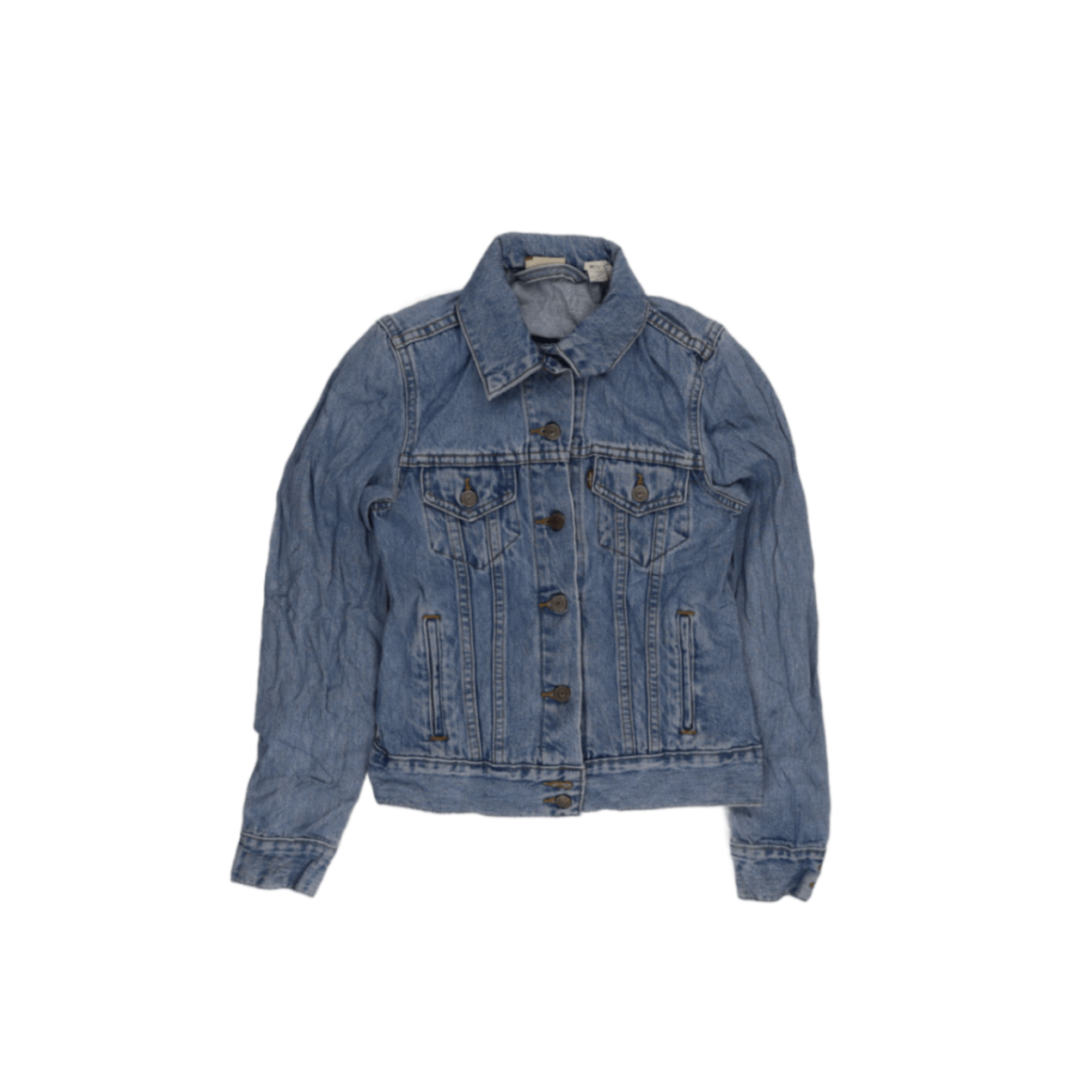 Levi's Medium Blue Denim Jacket Cotton Denim Collared Neckline
