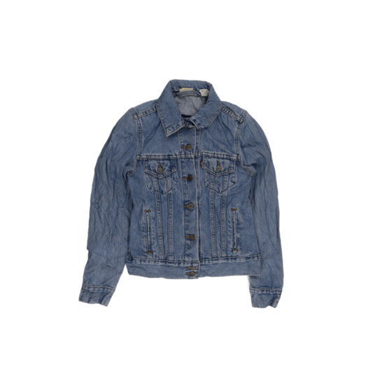 Levi's Medium Blue Denim Jacket Cotton Denim Collared Neckline