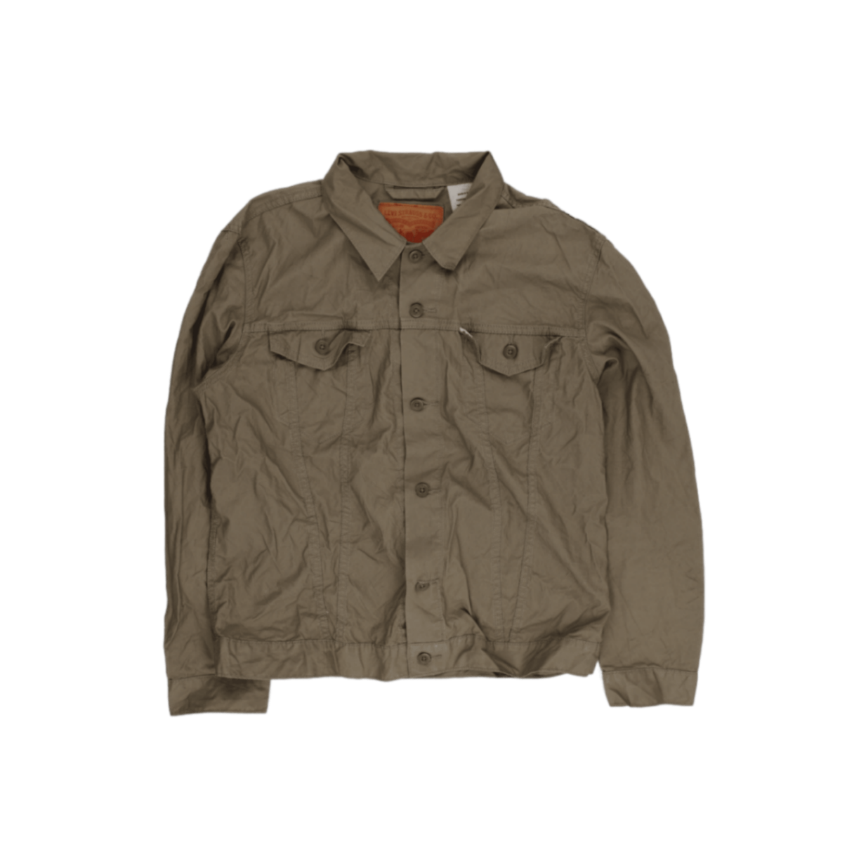 Levi's Men's Khaki Workwear Jacket XL Cotton Collared Button-Up