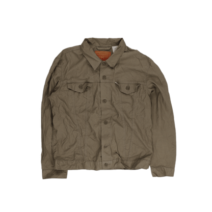 Levi's Men's Khaki Workwear Jacket XL Cotton Collared Button-Up