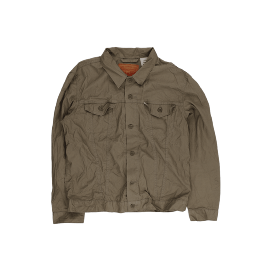 Levi's Men's Khaki Workwear Jacket XL Cotton Collared Button-Up