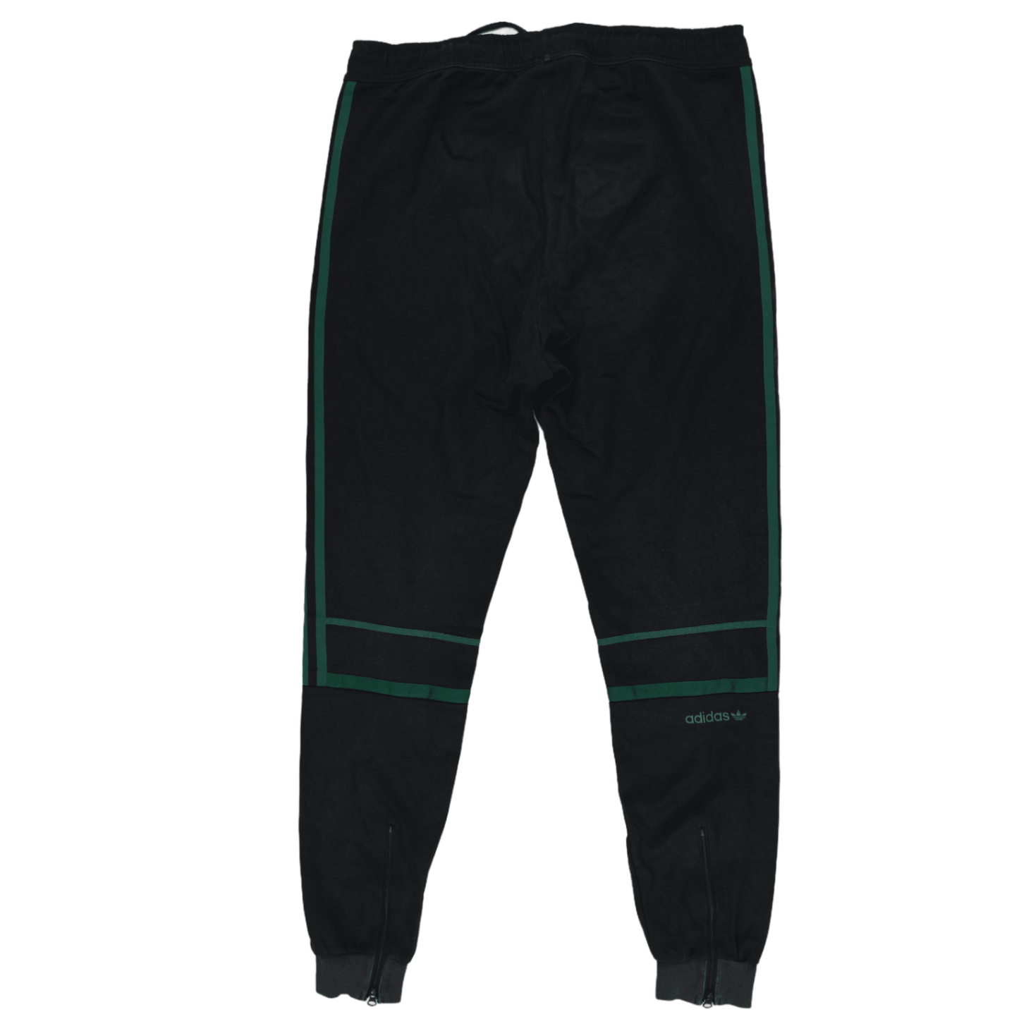 Adidas Black Green Track Pants Men Large 76cm Inseam Cotton Blend