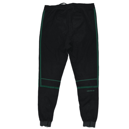 Adidas Black Green Track Pants Men Large 76cm Inseam Cotton Blend