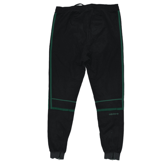 Adidas Black Green Track Pants Men Large 76cm Inseam Cotton Blend