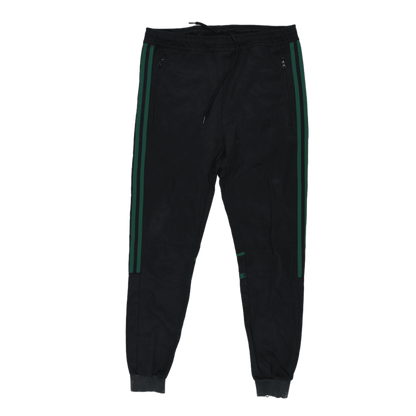 Adidas Black Green Track Pants Men Large 76cm Inseam Cotton Blend