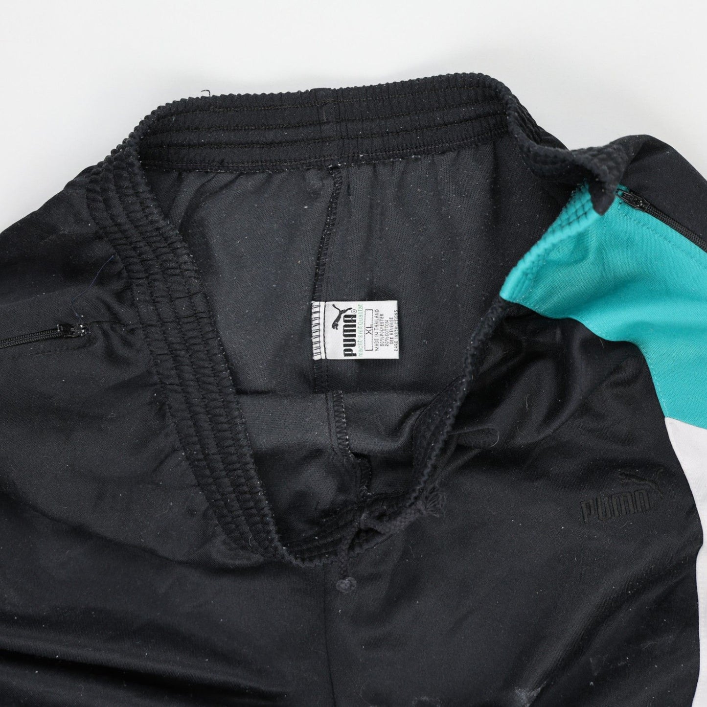 PUMA Vintage Tracksuit Bottoms Black Blue Teal White XL Polyester