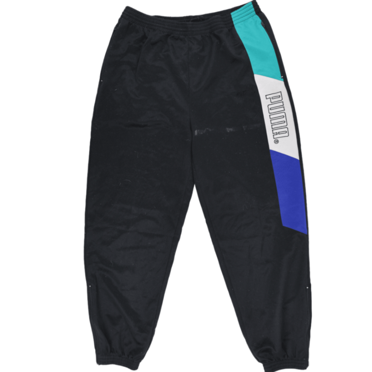 PUMA Vintage Tracksuit Bottoms Black Blue Teal White XL Polyester