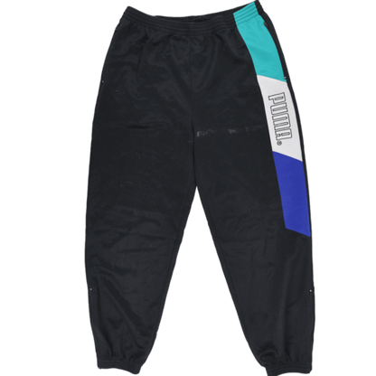 PUMA Vintage Tracksuit Bottoms Black Blue Teal White XL Polyester