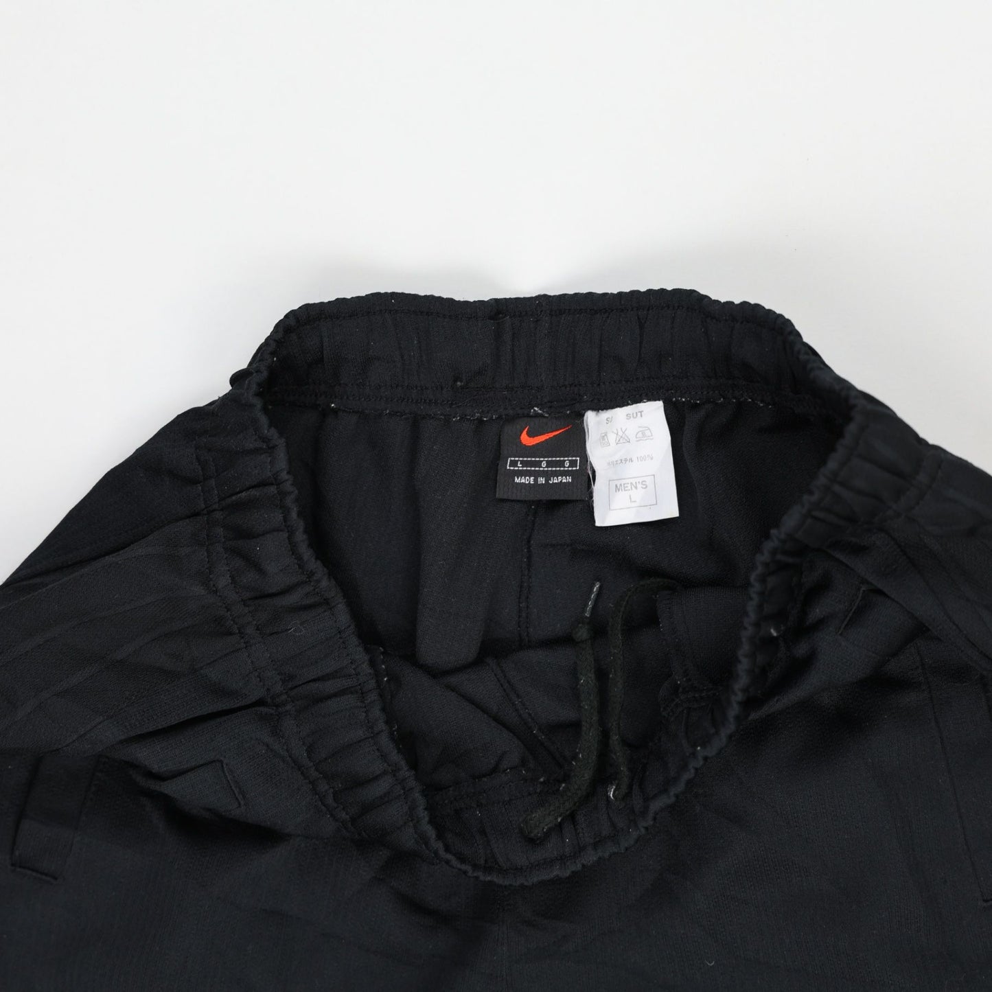 Nike Black Track Pants Large Polyester Vintage Men's 43 Waist 78 Inseam Made in Japan