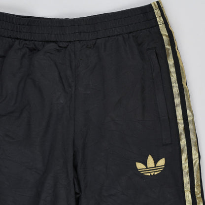 adidas Black Gold Trefoil Track Pants Men's Size M Polyester Vintage 76cm Inseam 38cm Waist