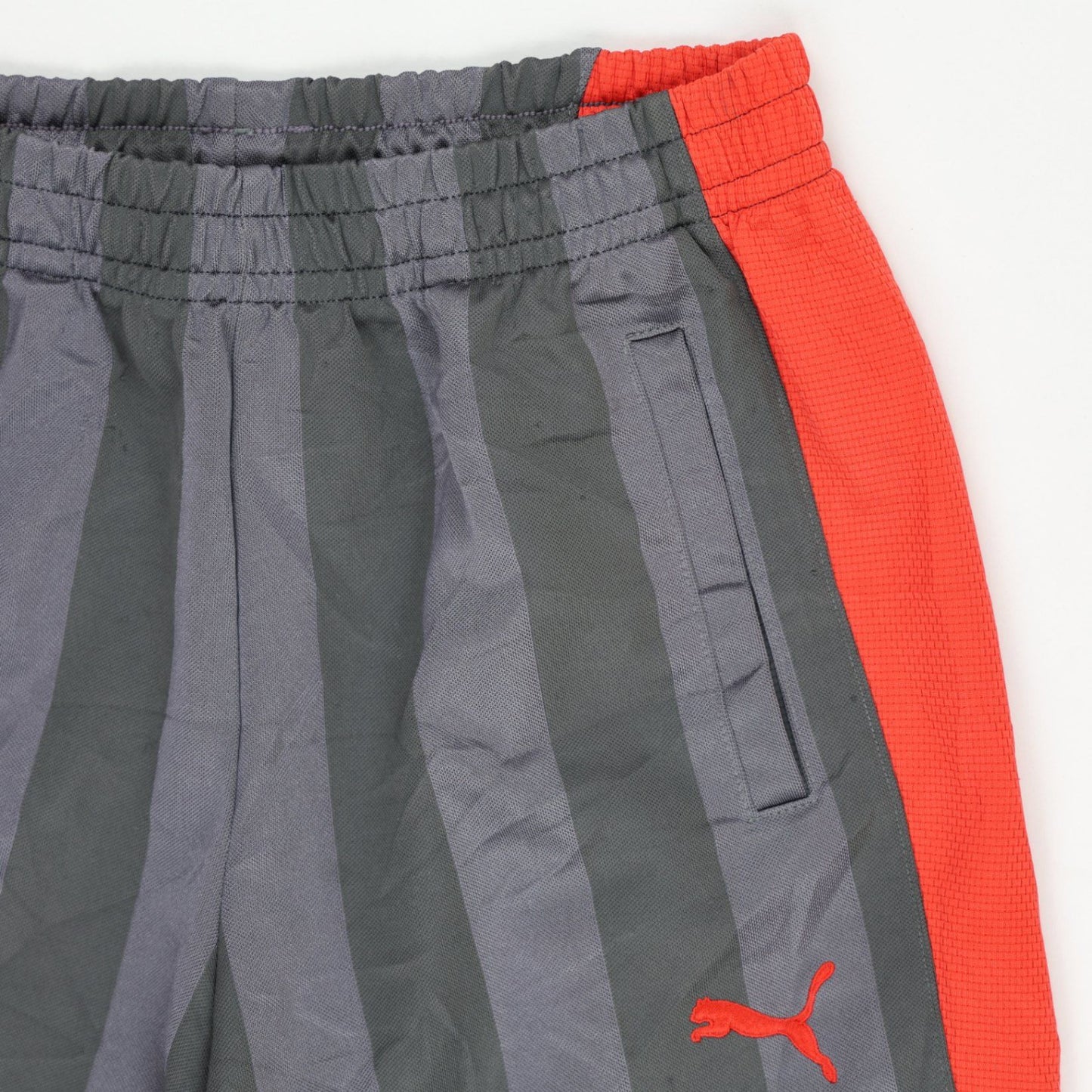 PUMA Vintage Track Trousers Grey Red Large 78 cm Inseam Polyester Blend