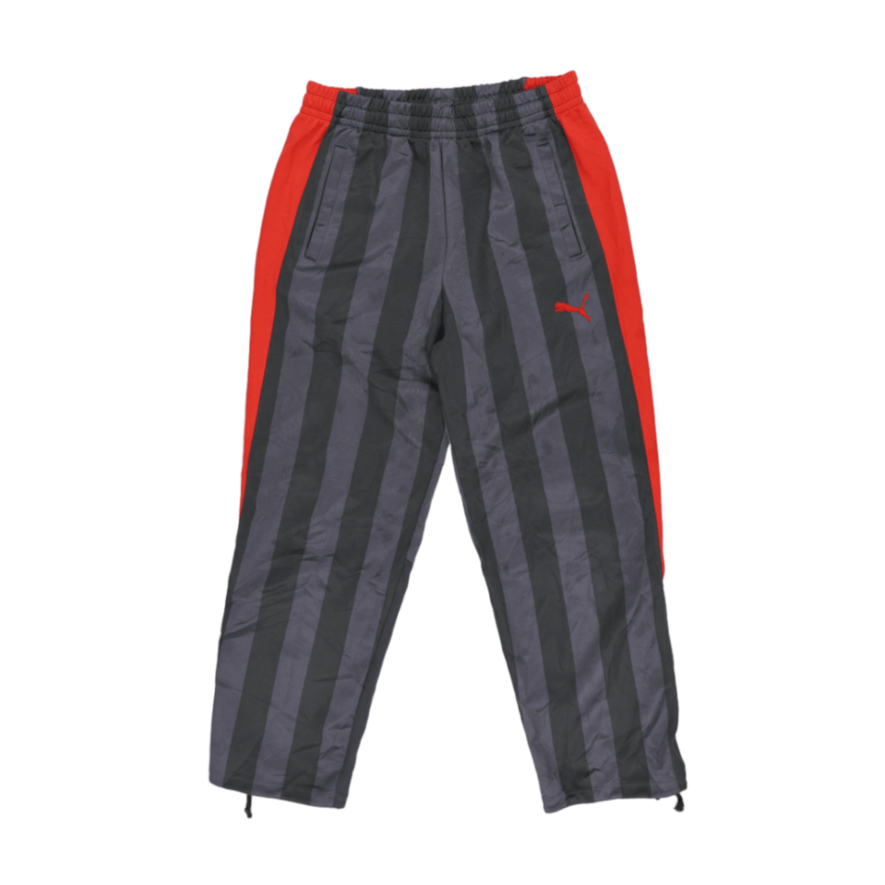 PUMA Vintage Track Trousers Grey Red Large 78 cm Inseam Polyester Blend