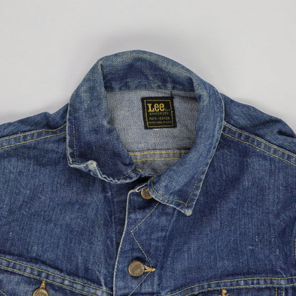 Lee Vintage Indigo Blue Denim Trucker Jacket Size M 100 Percent Cotton
