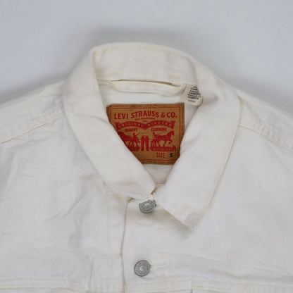 Levi's White Denim Jacket Size Small 100% Cotton Collared Style
