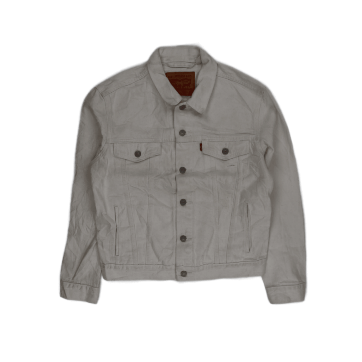 Levi's White Denim Jacket Size Small 100% Cotton Collared Style