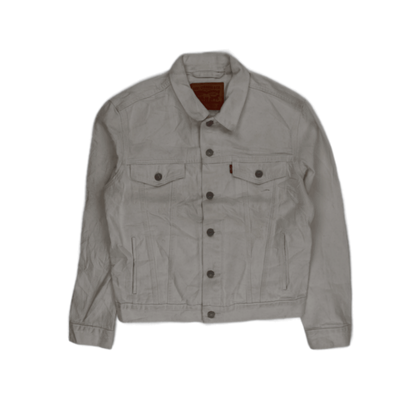 Levi's White Denim Jacket Size Small 100% Cotton Collared Style