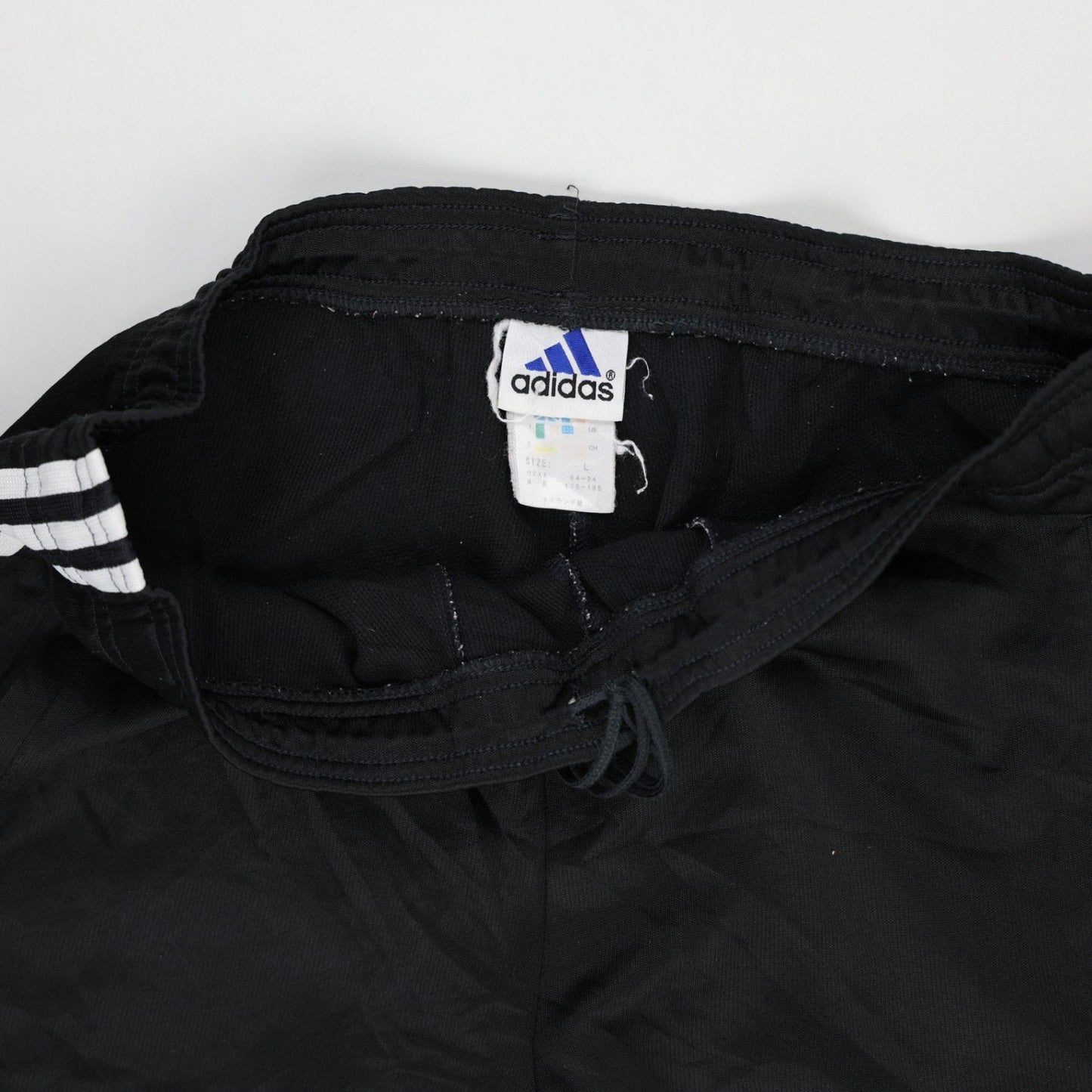 adidas Black Three Stripe Track Trousers Large 42 Inseam Polyester Vintage