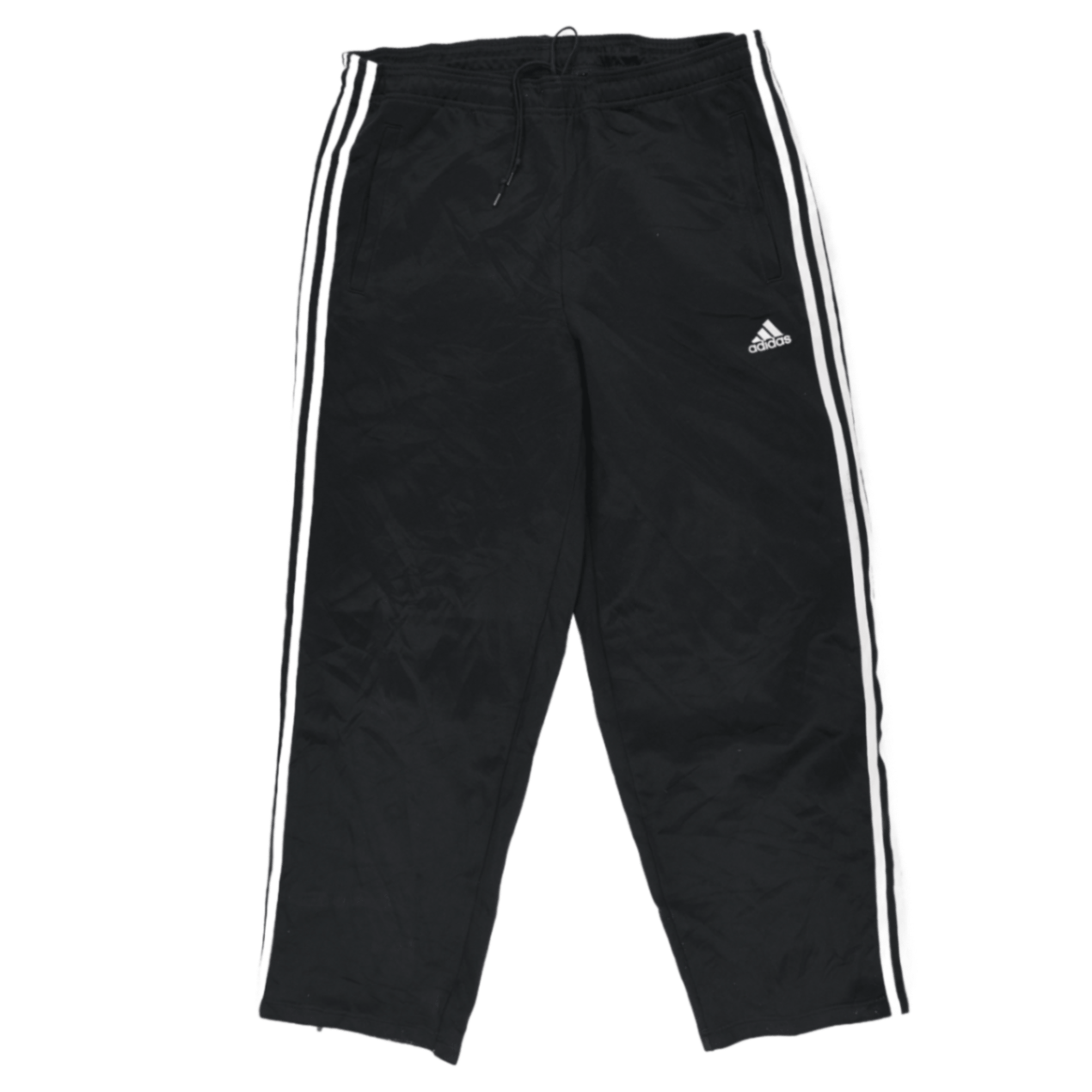 adidas Black Three Stripe Track Trousers Large 42 Inseam Polyester Vintage