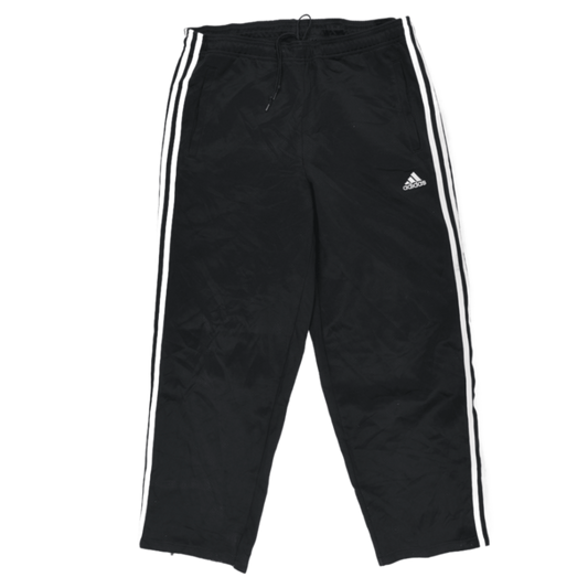 adidas Black Three Stripe Track Trousers Large 42 Inseam Polyester Vintage