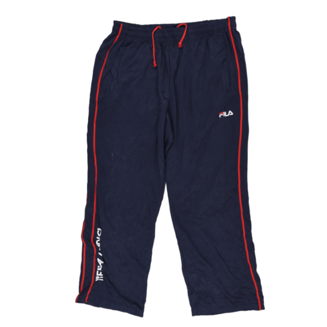 Fila Navy Blue Track Pants Medium Polyester Vintage with Red Stripes