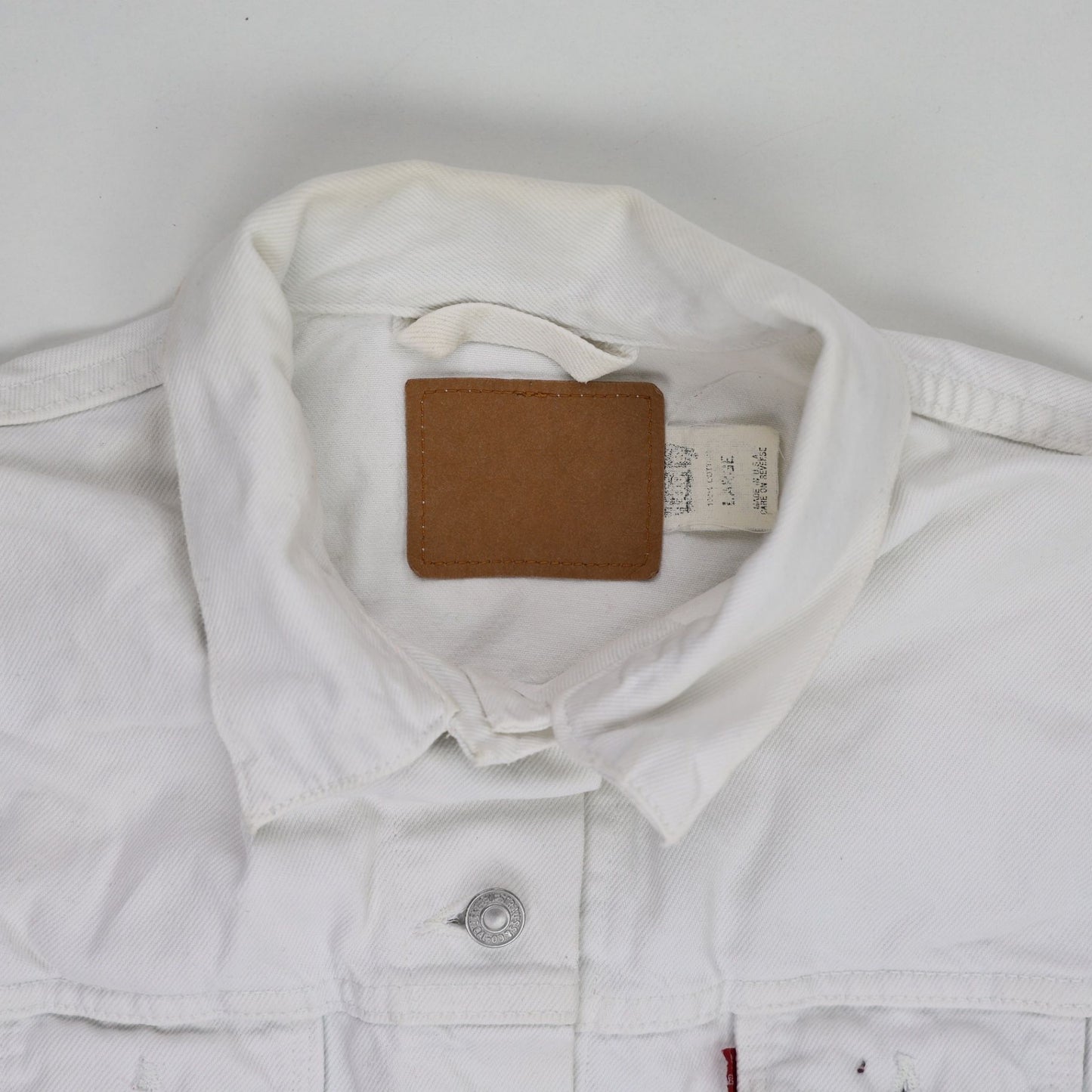Levi's White Denim Trucker Jacket Large Cotton Denim Vintage