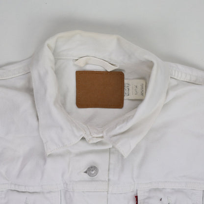 Levi's White Denim Trucker Jacket Large Cotton Denim Vintage