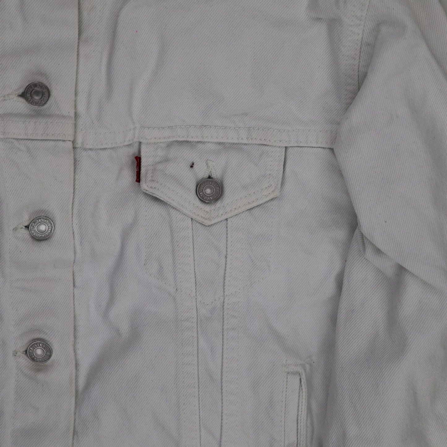 Levi's White Denim Trucker Jacket Large Cotton Denim Vintage