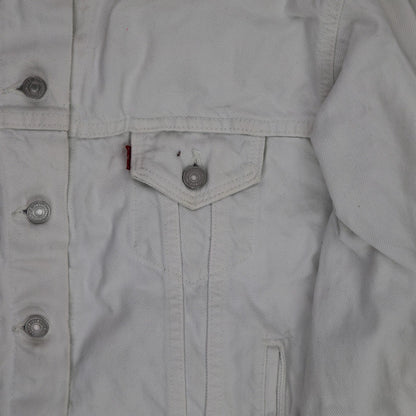 Levi's White Denim Trucker Jacket Large Cotton Denim Vintage