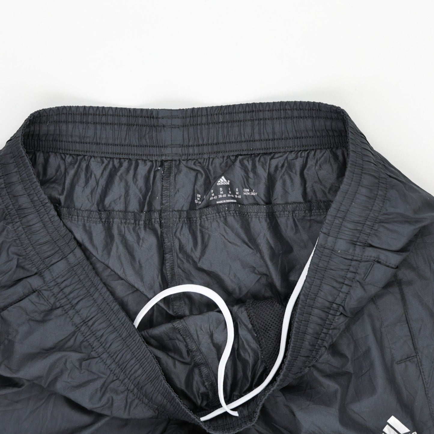 adidas Black Three Stripe Track Trousers Large 36 Waist 32 Inseam Nylon
