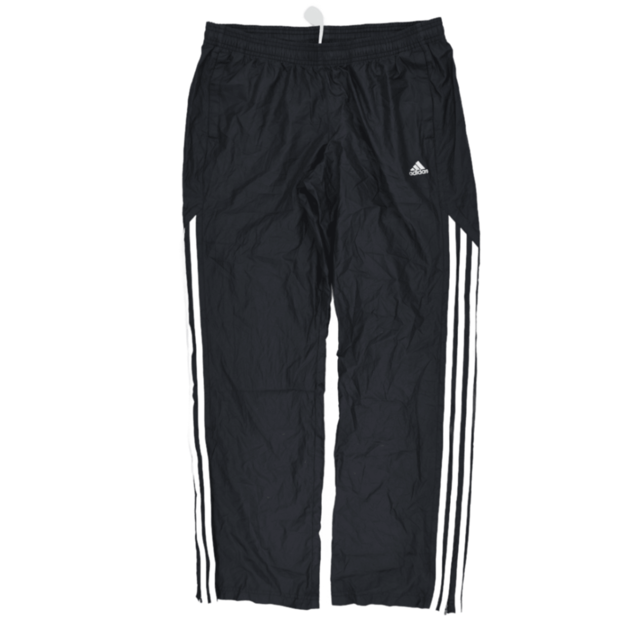 adidas Black Three Stripe Track Trousers Large 36 Waist 32 Inseam Nylon