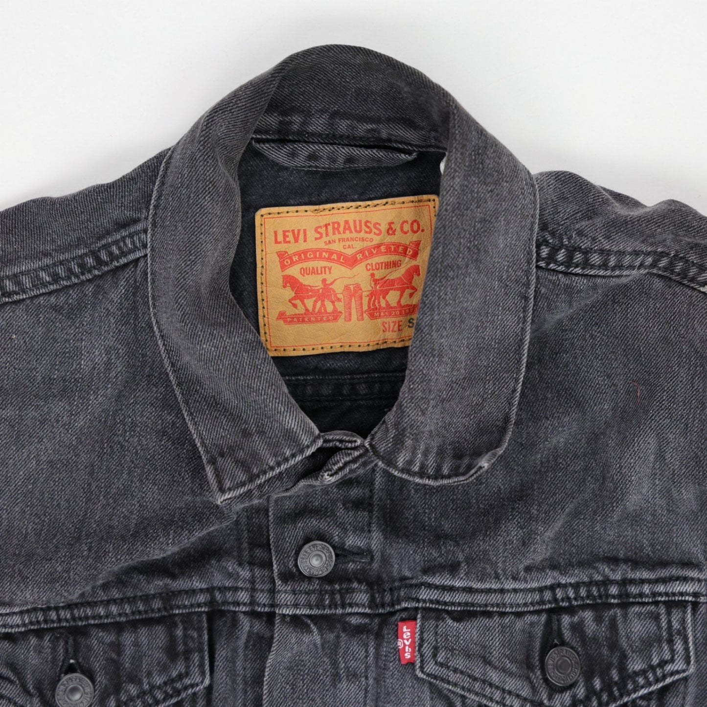 Levi's Black Denim Jacket Small Vintage Cotton Collared