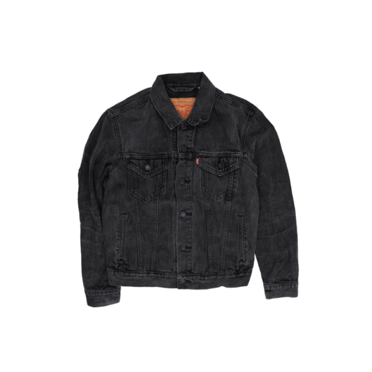 Levi's Black Denim Jacket Small Vintage Cotton Collared