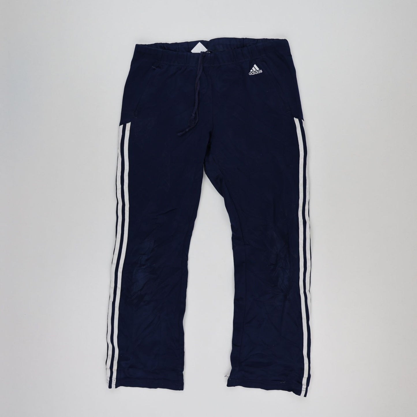 Adidas Navy Blue Track Trousers Large 79cm Inseam 42cm Waist Polyester Mens