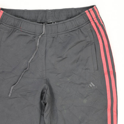 Adidas Track Pants Black Red Size Medium Polyester