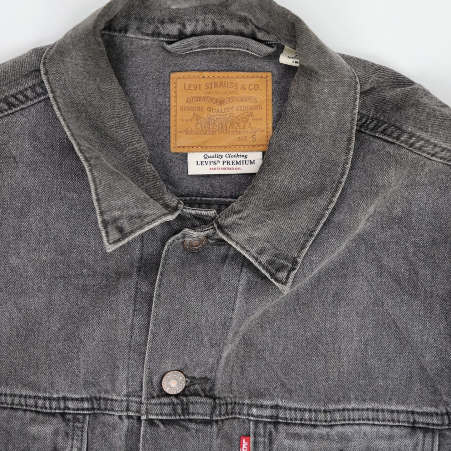 Levi's Vintage Washed Charcoal Trucker Jacket Men's Small Cotton Denim