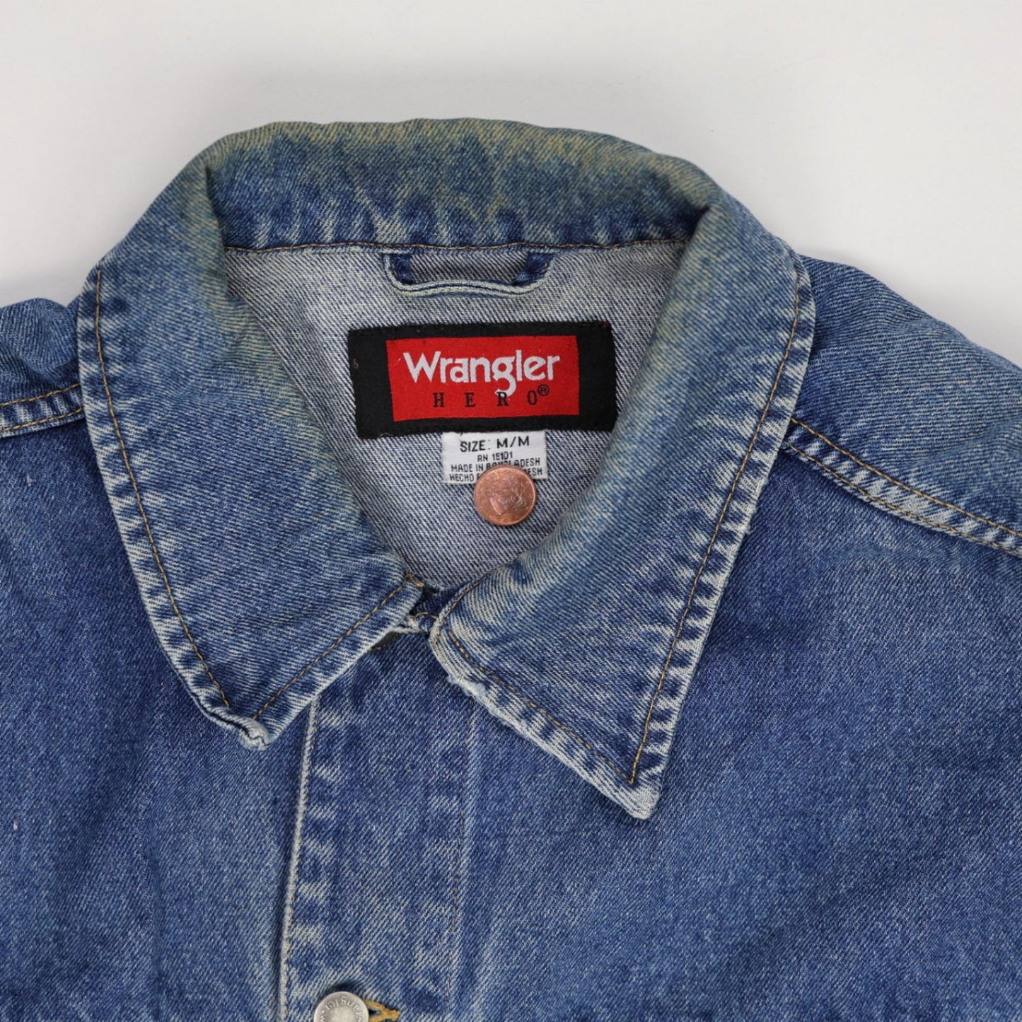 Wrangler Hero Vintage Denim Jacket Blue Medium Cotton Denim Unisex