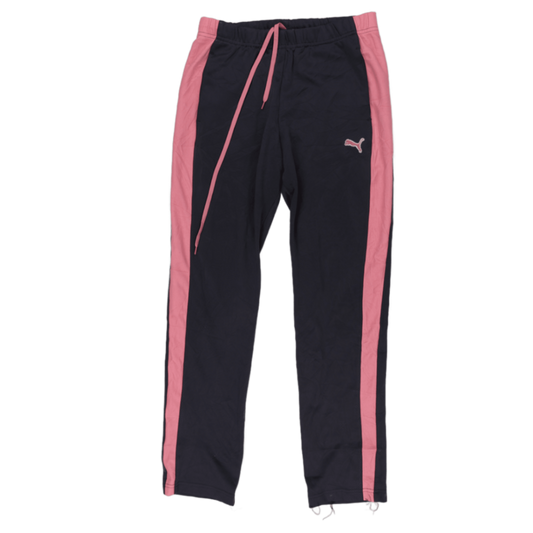 PUMA Vintage Navy Pink Track Pants Large Polyester Blend 79cm Inseam